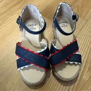 Janie and Jack Navy and Red Kids Sandals